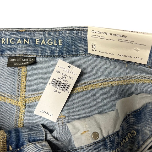 American Eagle Women's Distressed Curvy Mom Short Light Wash Size 18 NWT‎ - Picture 9 of 13